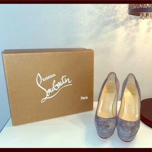 Christian Louboutin Grey Suede Heels (size 37.5)